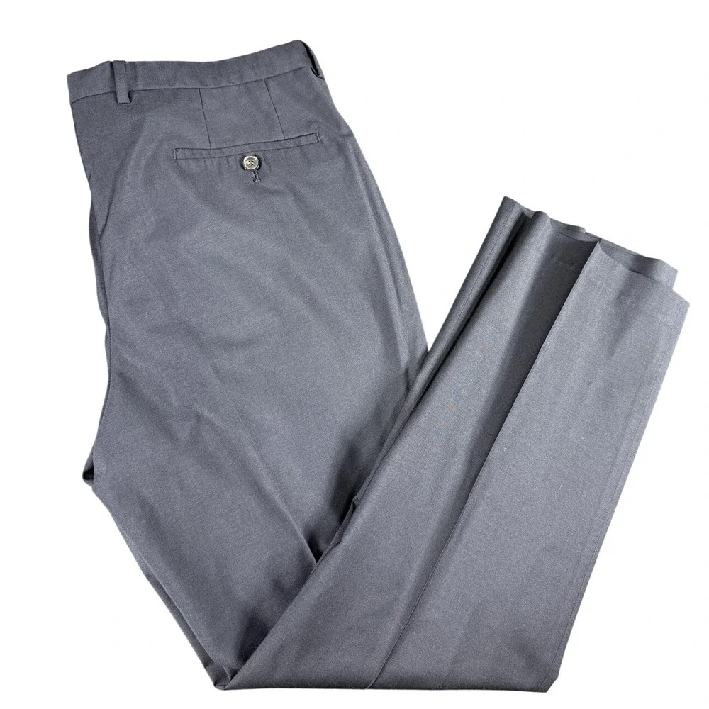 Hugo Boss Dress Pants 38R Navy Virgin Wool‎ Straight Leg Business Career